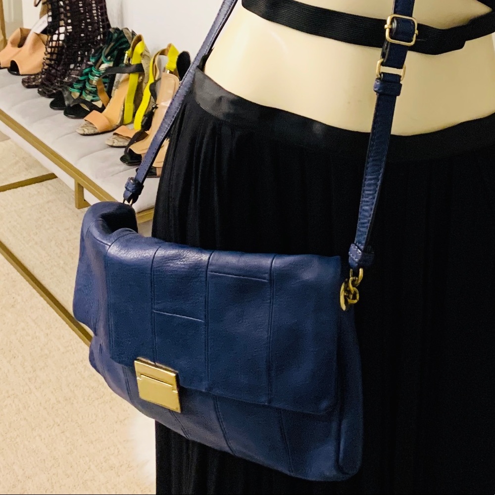 J.Crew deep royal blue leather clutch/crossbody - Picture 2 of 13